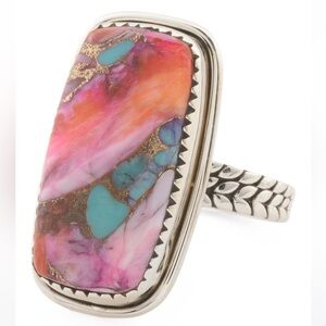 Shivam copper turquoise sterling silver ring size 6
